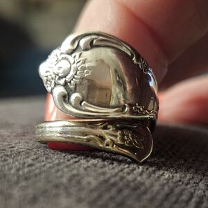 Vintage Floral Silver Spoon Ring